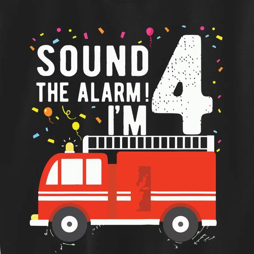 Kids Fire Truck 4th Birthday Boy 4 Year Old Firefighter Kids Sweatshirt