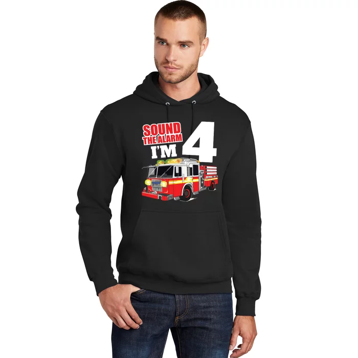 Kids Fire Truck 4th Birthday Boy Firefighter 4 Year Old Hoodie