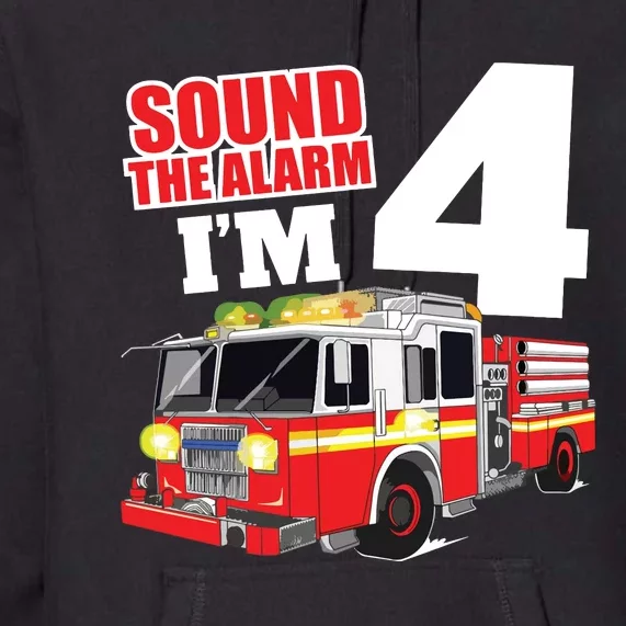 Kids Fire Truck 4th Birthday Boy Firefighter 4 Year Old Premium Hoodie