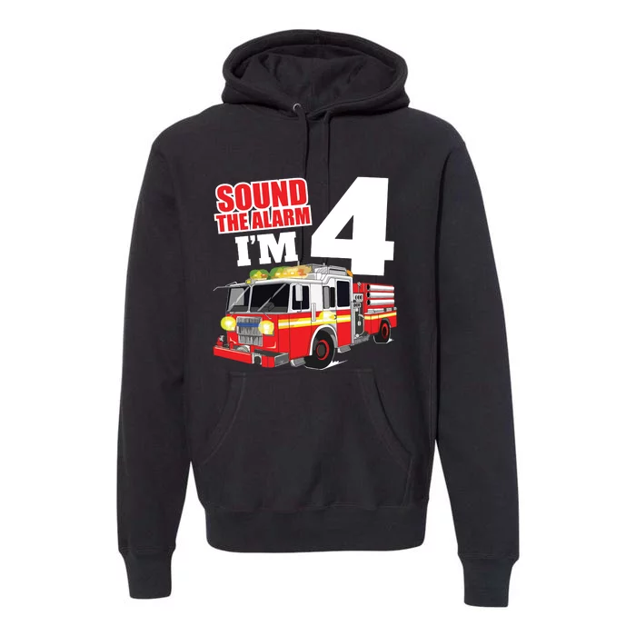 Kids Fire Truck 4th Birthday Boy Firefighter 4 Year Old Premium Hoodie