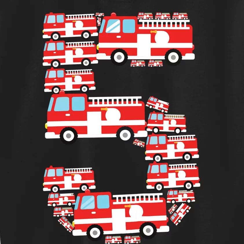 Kids Fire Truck 5th Birthday Boy 5 Year Old Firefighter Kids Sweatshirt