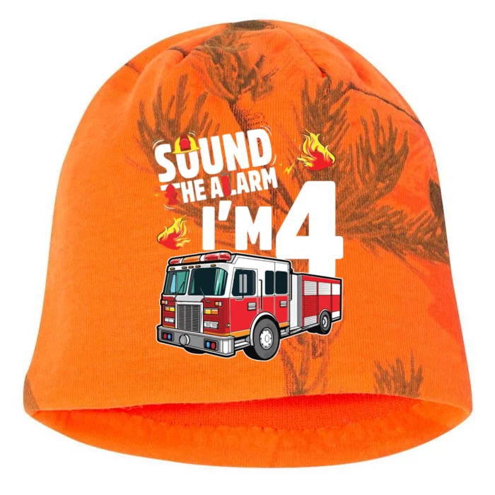 Kids Fire Truck 4th Birthday Boy Firefighter 4 Year Old Kati - Camo Knit Beanie