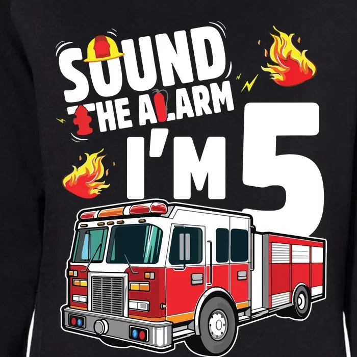 Kids Fire Truck 5th Birthday Boy Firefighter 5 Year Old Womens California Wash Sweatshirt