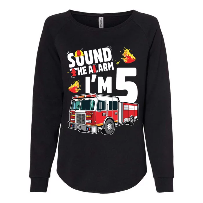 Kids Fire Truck 5th Birthday Boy Firefighter 5 Year Old Womens California Wash Sweatshirt