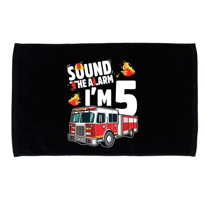 Kids Fire Truck 5th Birthday Boy Firefighter 5 Year Old Microfiber Hand Towel