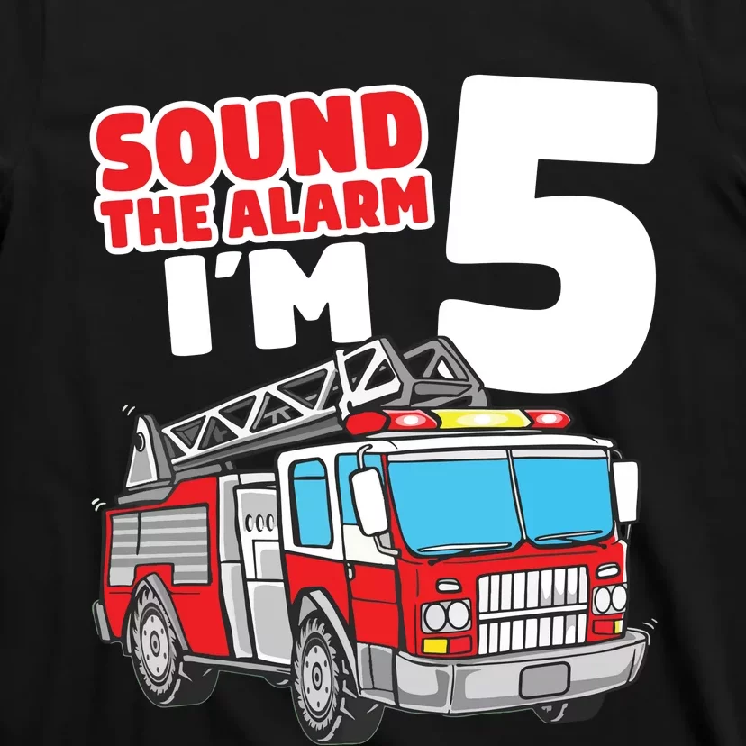 Kids Fire Truck 5 Year Old Firefighter Five 5th Birthday Boy T-Shirt