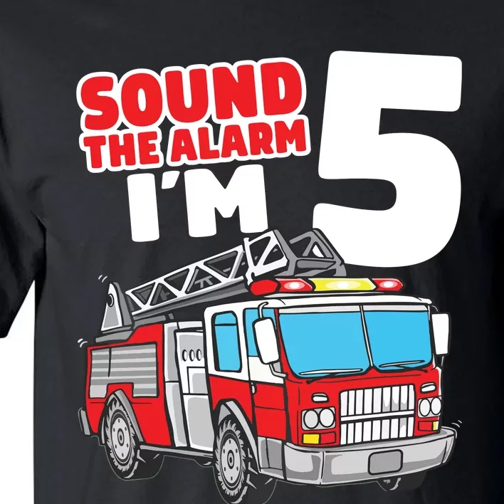 Kids Fire Truck 5 Year Old Firefighter Five 5th Birthday Boy Tall T-Shirt