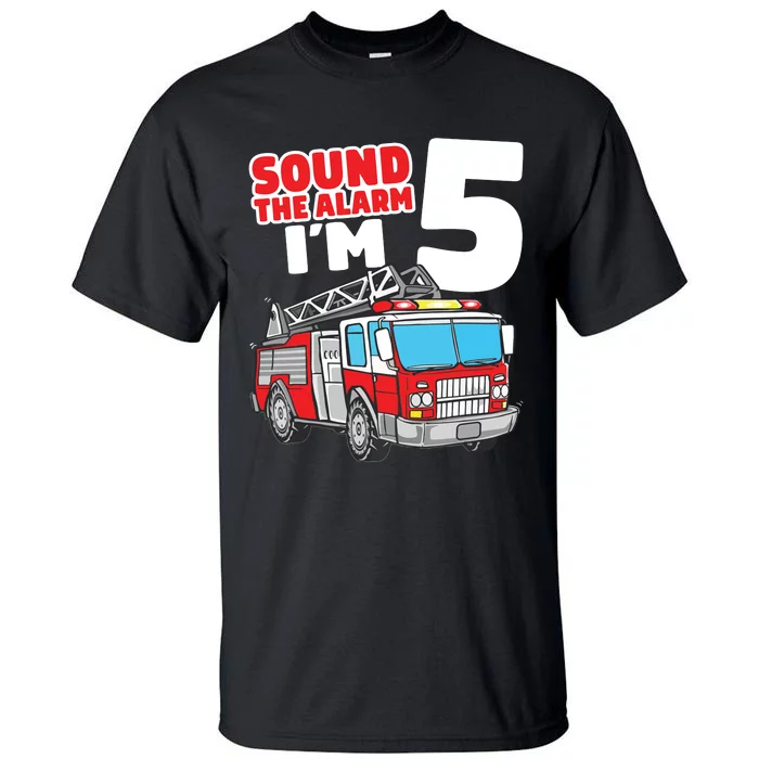 Kids Fire Truck 5 Year Old Firefighter Five 5th Birthday Boy Tall T-Shirt