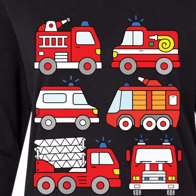 Kids Fire Truck Boy Emergency Vehicle Womens Cotton Relaxed Long Sleeve T-Shirt