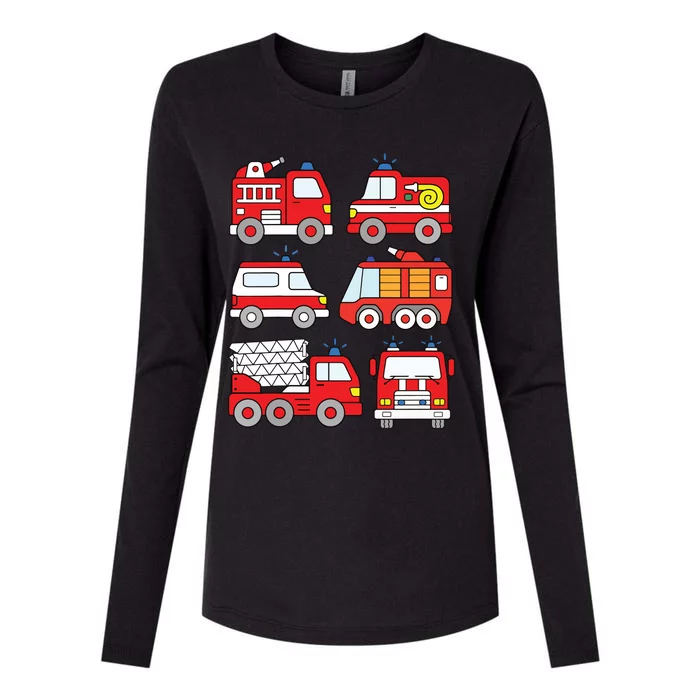 Kids Fire Truck Boy Emergency Vehicle Womens Cotton Relaxed Long Sleeve T-Shirt