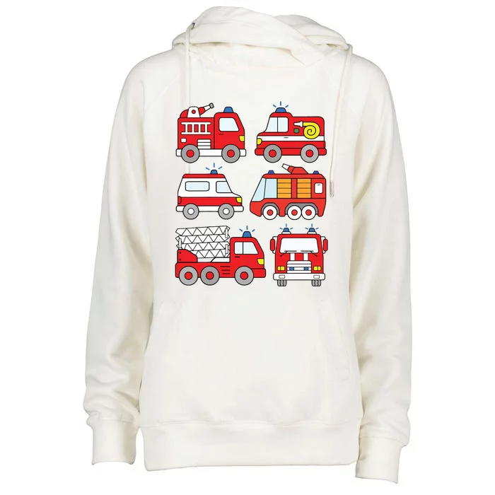 Kids Fire Truck Boy Emergency Vehicle Womens Funnel Neck Pullover Hood