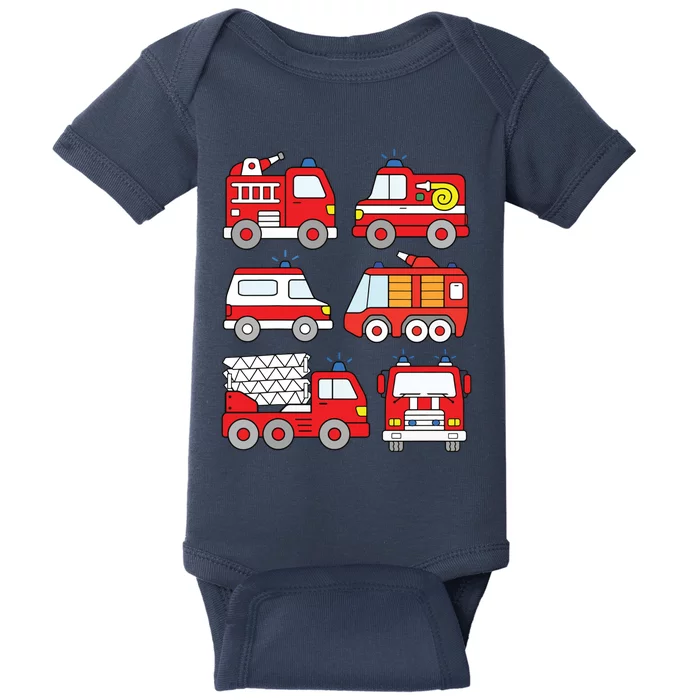 Kids Fire Truck Boy Emergency Vehicle Baby Bodysuit