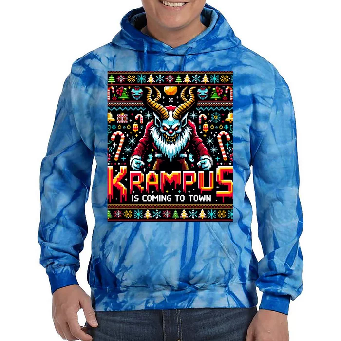 Krampus Funny Ugly Christmas Sweater Gamer Tie Dye Hoodie