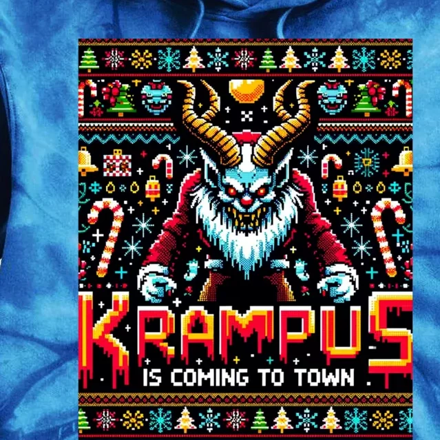 Krampus Funny Ugly Christmas Sweater Gamer Tie Dye Hoodie