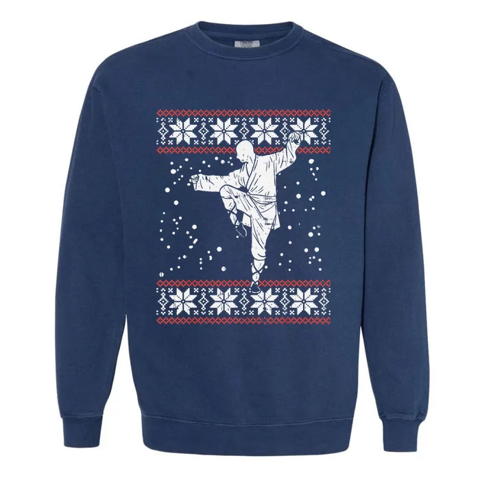 Kung Fu Ugly Christmas Sweater Martial Arts Fighter Garment-Dyed Sweatshirt