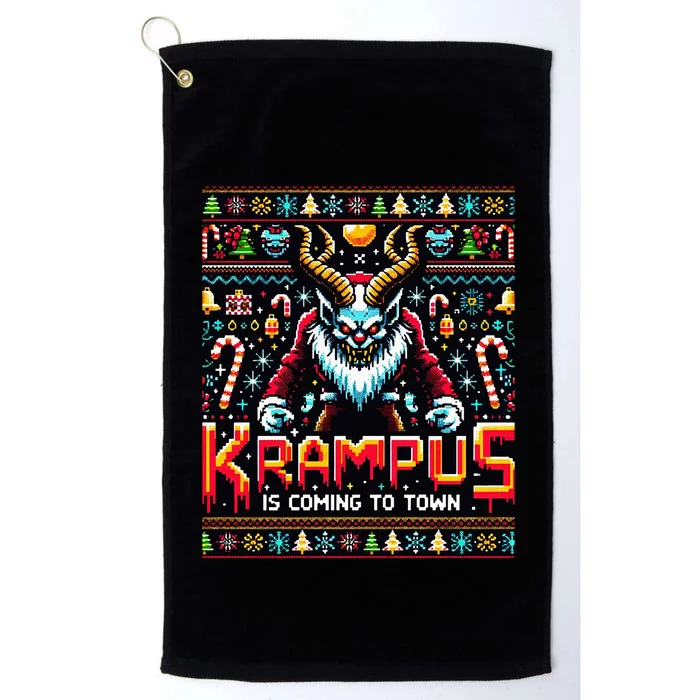 Krampus Funny Ugly Christmas Sweater Gamer Platinum Collection Golf Towel