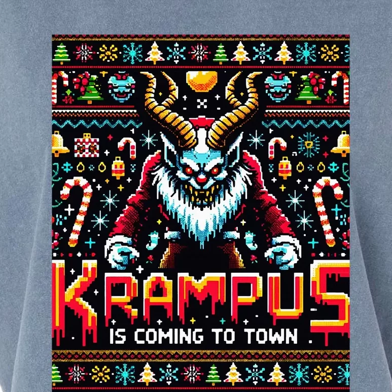 Krampus Funny Ugly Christmas Sweater Gamer Garment-Dyed Women's Muscle Tee