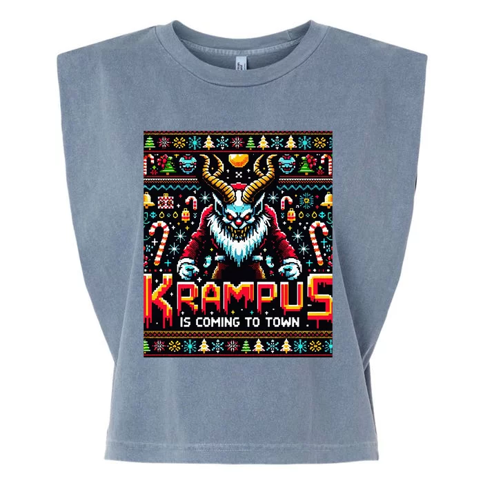 Krampus Funny Ugly Christmas Sweater Gamer Garment-Dyed Women's Muscle Tee