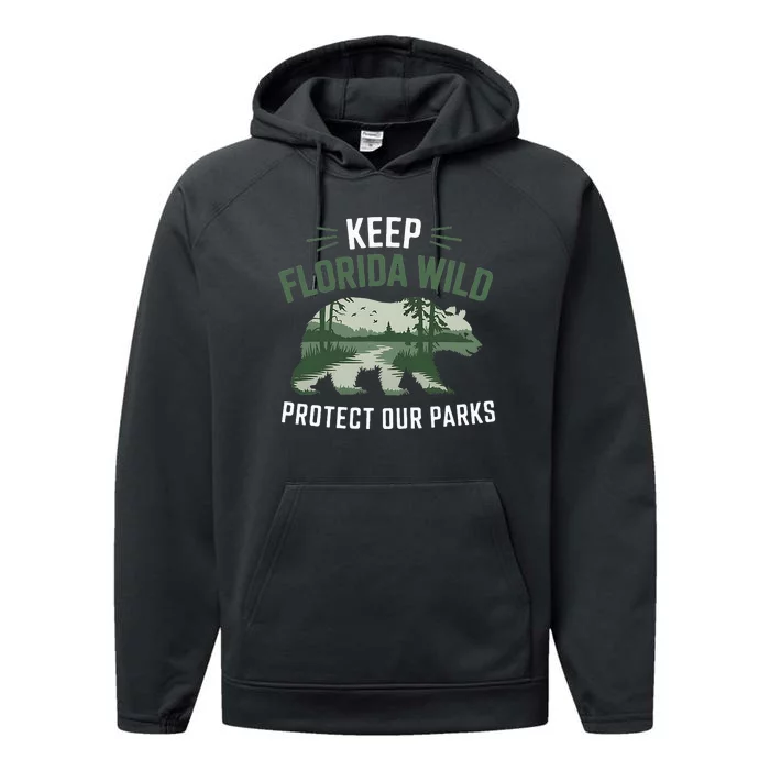 Keep Florida Wild Protect Our Parks Wildlife Graphic Performance Fleece Hoodie