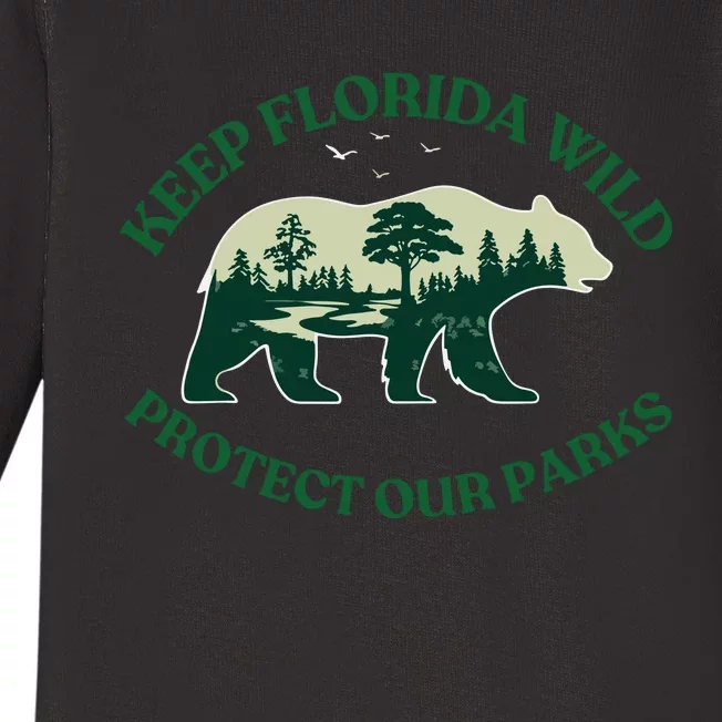 Keep Florida Wild Protect Our Parks Wildlife Graphic Baby Long Sleeve Bodysuit