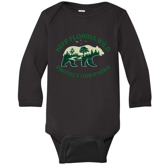 Keep Florida Wild Protect Our Parks Wildlife Graphic Baby Long Sleeve Bodysuit