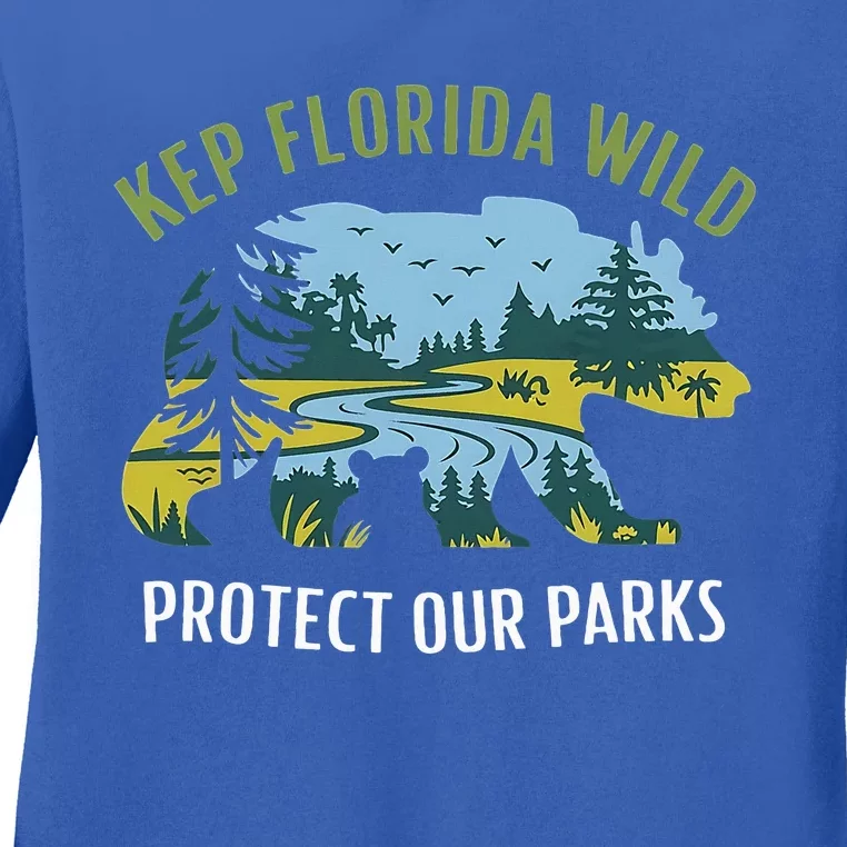 Keep Florida Wild Protect Our Parks Wildlife Ladies Long Sleeve Shirt