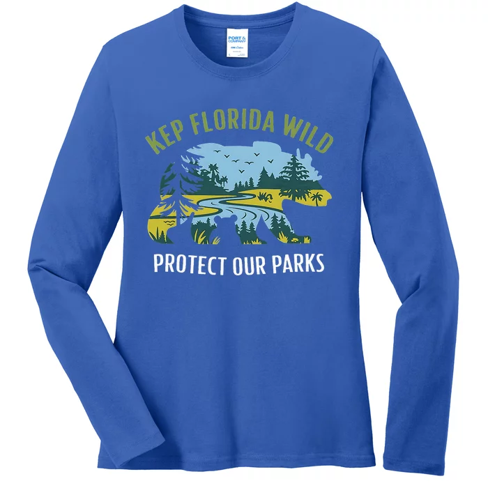 Keep Florida Wild Protect Our Parks Wildlife Ladies Long Sleeve Shirt