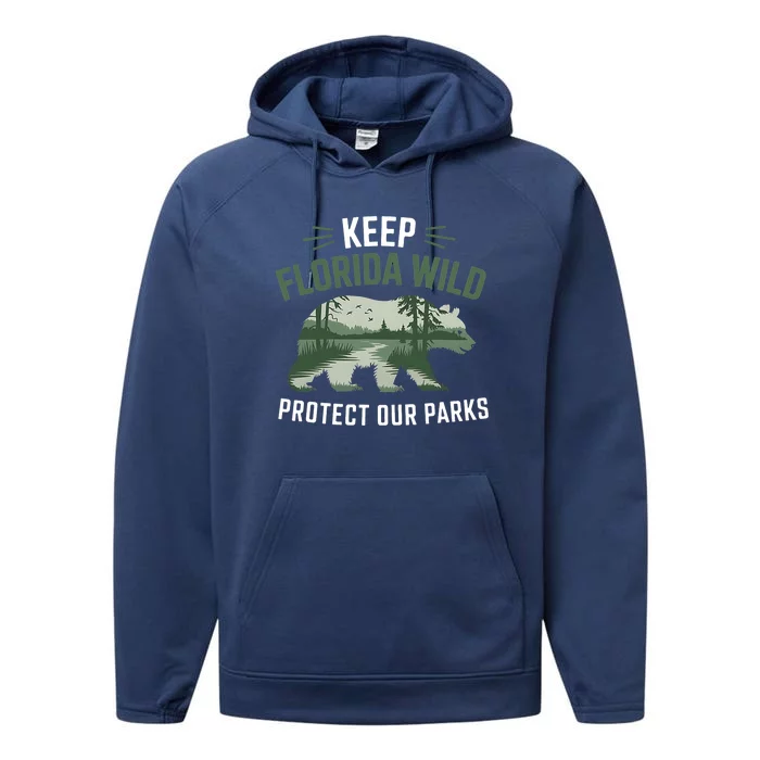 Keep Florida Wild Protect Our Parks Wildlife Graphic Performance Fleece Hoodie