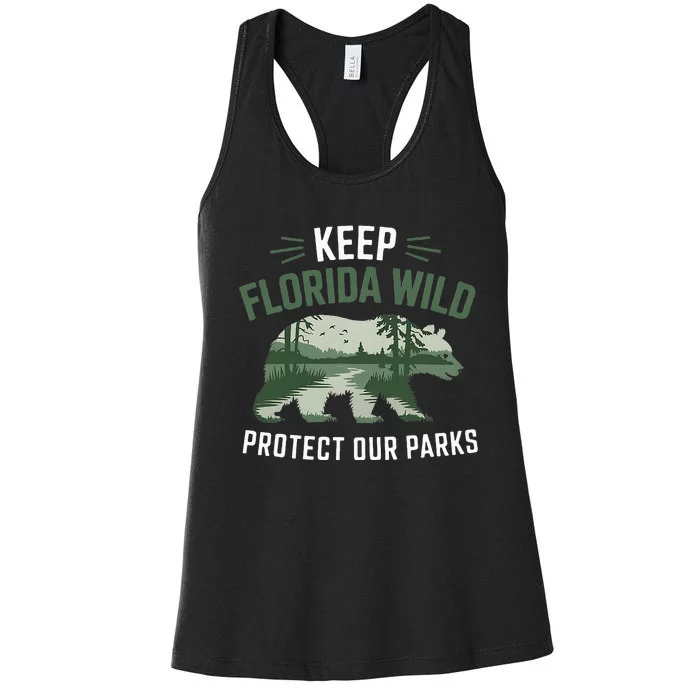 Keep Florida Wild Protect Our Parks Wildlife Women's Racerback Tank