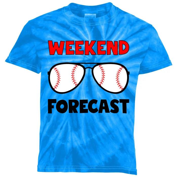 Kr8 Funny Weekend Forecast Baseball Lover For Dad Great Gift Kids Tie-Dye T-Shirt