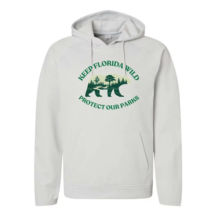 Keep Florida Wild Protect Our Parks Wildlife Graphic Performance Fleece Hoodie