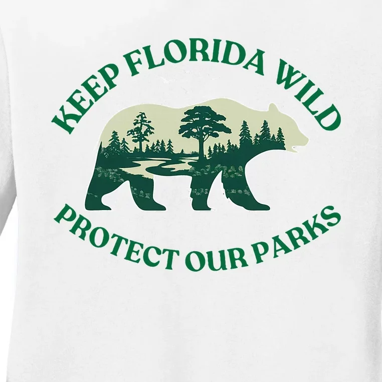 Keep Florida Wild Protect Our Parks Wildlife Graphic Ladies Long Sleeve Shirt