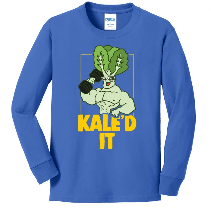 Kale Fitness Weightlifter Vegan Vegetarian Gift Kids Long Sleeve Shirt