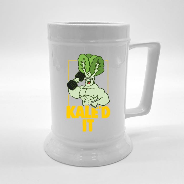 Kale Fitness Weightlifter Vegan Vegetarian Gift Front & Back Beer Stein