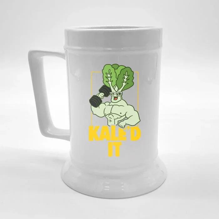 Kale Fitness Weightlifter Vegan Vegetarian Gift Front & Back Beer Stein