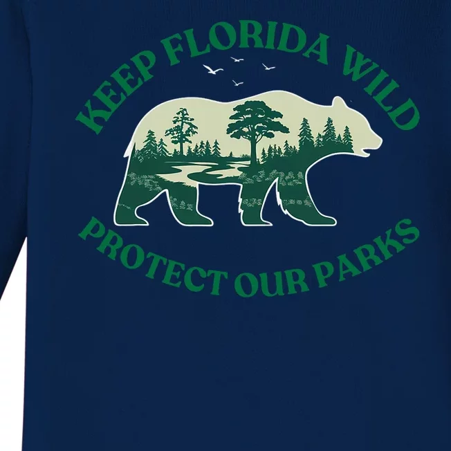 Keep Florida Wild Protect Our Parks Wildlife Graphic Baby Long Sleeve Bodysuit