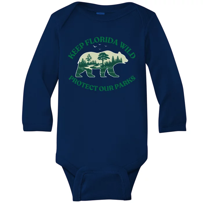 Keep Florida Wild Protect Our Parks Wildlife Graphic Baby Long Sleeve Bodysuit