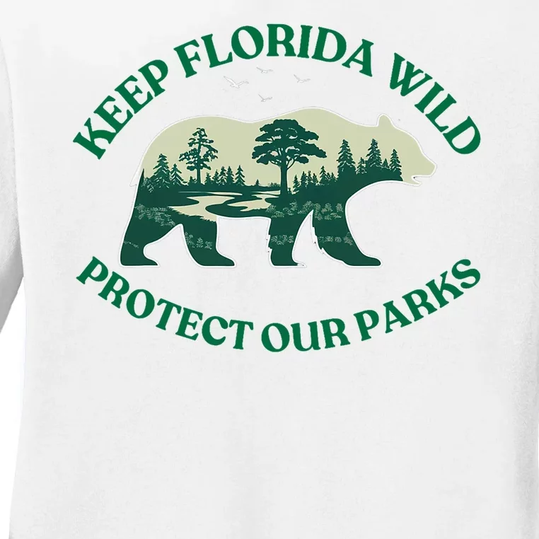 Keep Florida Wild Protect Our Parks Wildlife Graphic Ladies Long Sleeve Shirt