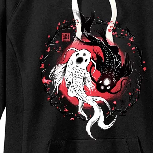 Koi Fish Ying Yang Japanese Women's Fleece Hoodie