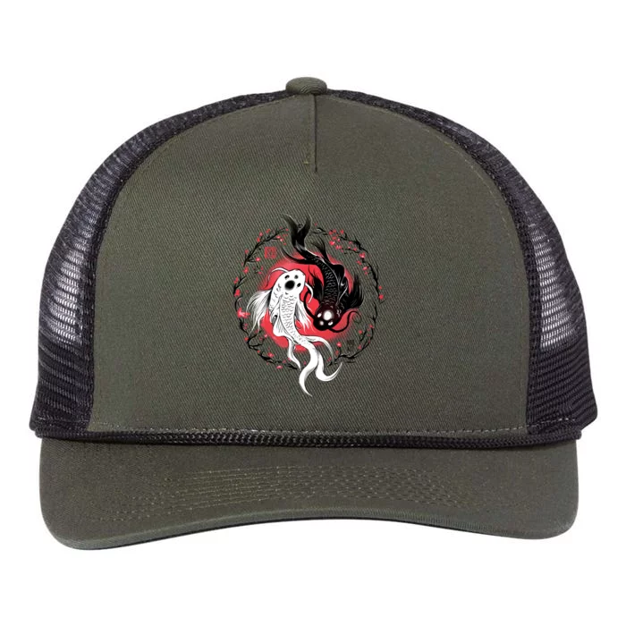 Koi Fish Ying Yang Japanese Retro Rope Trucker Hat Cap