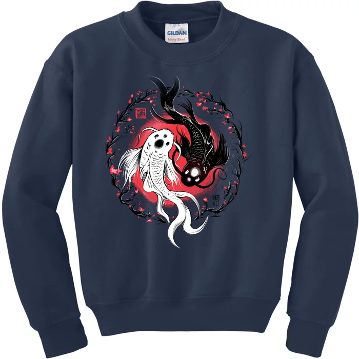 Koi Fish Ying Yang Japanese Kids Sweatshirt