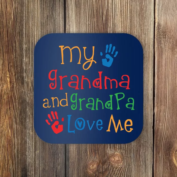 Kids Grandma And Grandpa Love Me Grandchild Coaster