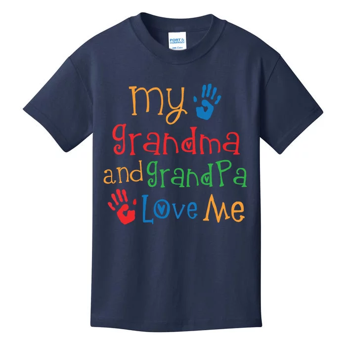 Kids Grandma And Grandpa Love Me Grandchild Kids T-Shirt