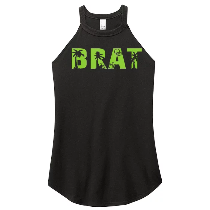 Kamala Green Brat Coconut Tree Summer Vibes Women’s Perfect Tri Rocker Tank