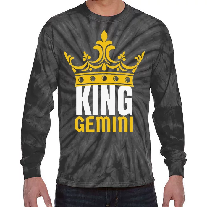 King Gemini Birthday Horoscope Zodiac Sign Astrology Tie-Dye Long Sleeve Shirt