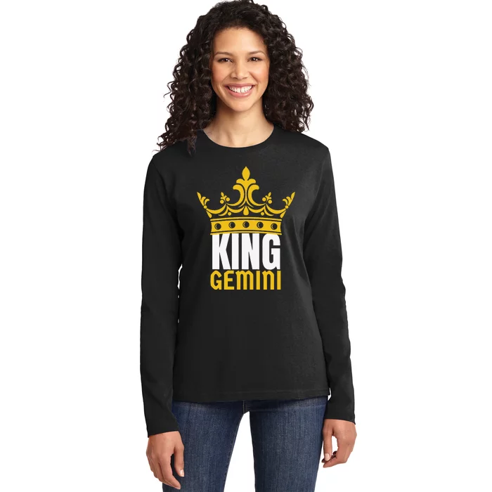 King Gemini Birthday Horoscope Zodiac Sign Astrology Ladies Long Sleeve Shirt