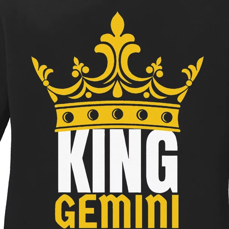 King Gemini Birthday Horoscope Zodiac Sign Astrology Ladies Long Sleeve Shirt