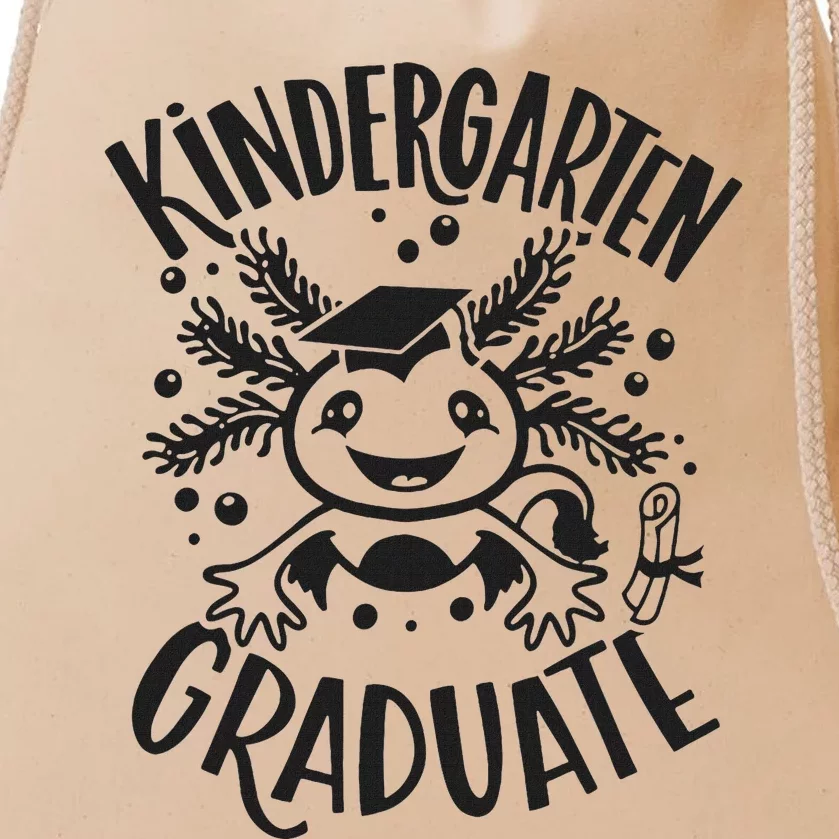 Kindergarten Graduate Cute Axolotl Design Drawstring Bag