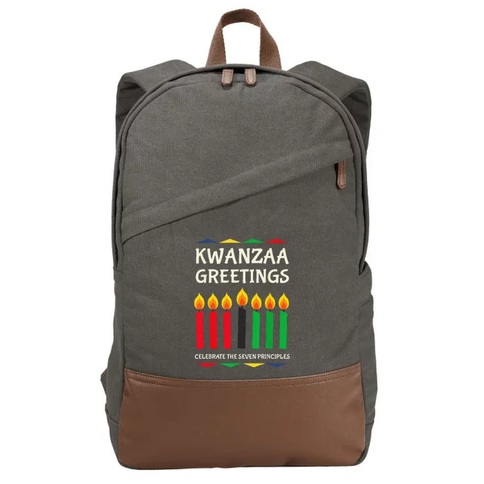 Kwanzaa Greetings Candles African American Cotton Canvas Backpack