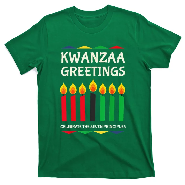 Kwanzaa Greetings Candles African American T-Shirt